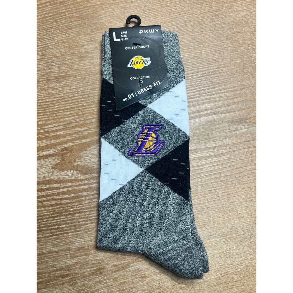 PKWY NBA Los Angeles Lakers Argyle Dress Socks Mens L 6-12 Grey NEW
